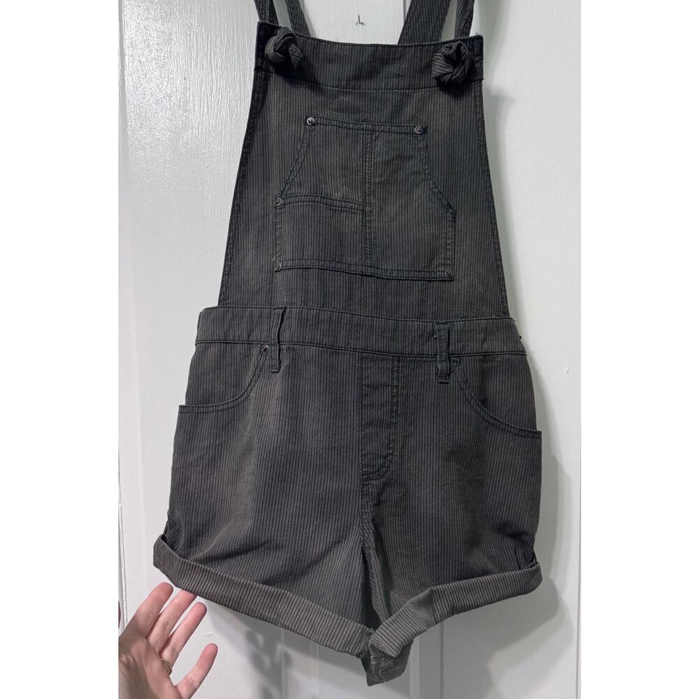 NWT Free People Charcoal Cotton Overall Shorts Size 6 - Picture 2 of 10